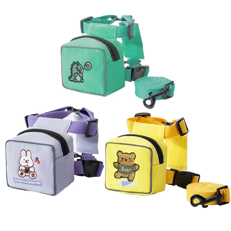 Korean Embroidery Pet Backpack Hand Holding Rope