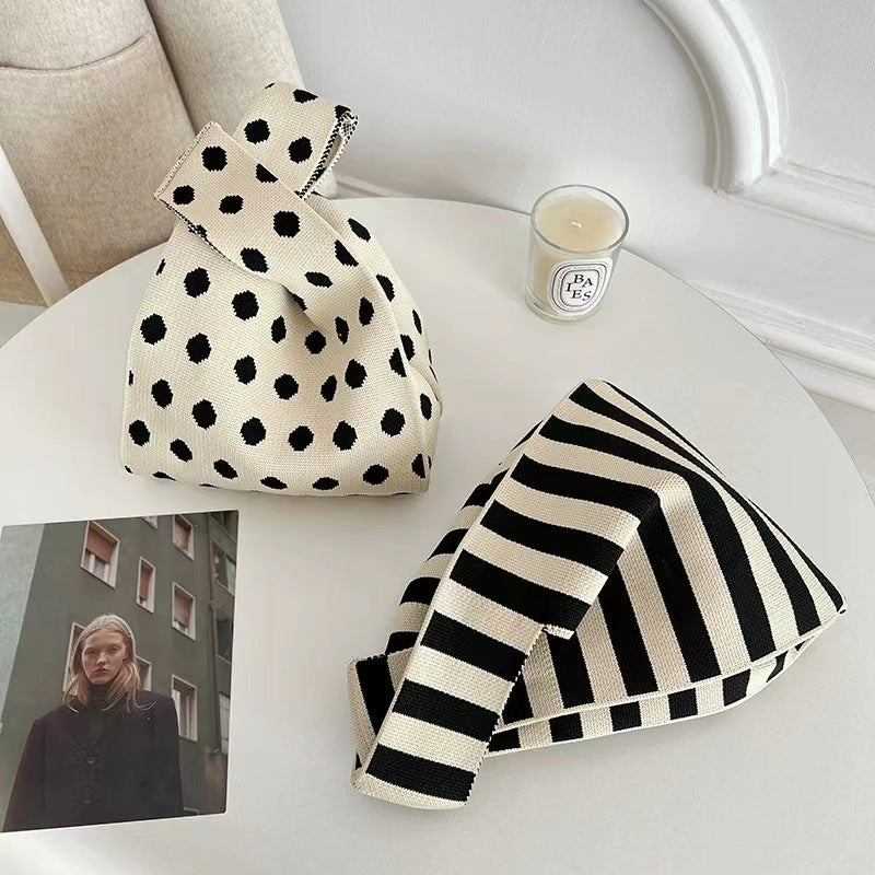 Handbags Wool Knitted Student Hand-carrying Casual Bucket Tote Bag