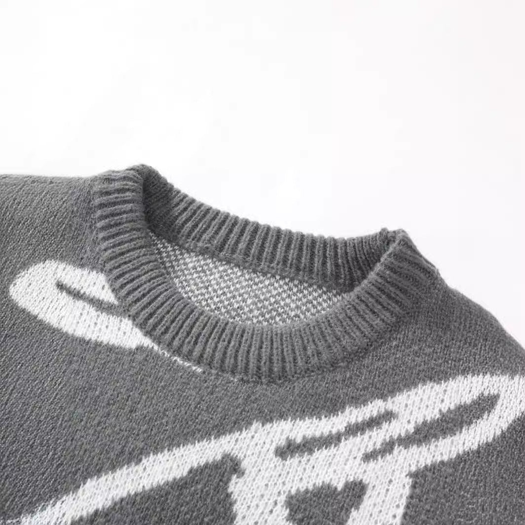 Men's Autumn And Winter Loose Round Neck Knitted Long-sleeved Jacket