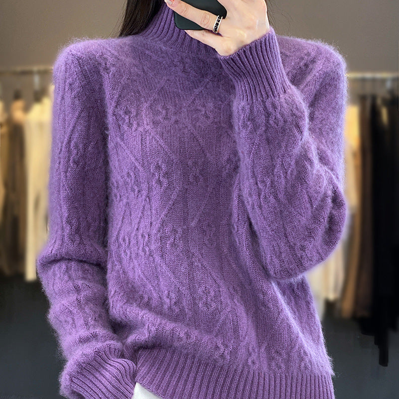 Half Turtleneck Twisted Knitted Sweater Loose All-matching
