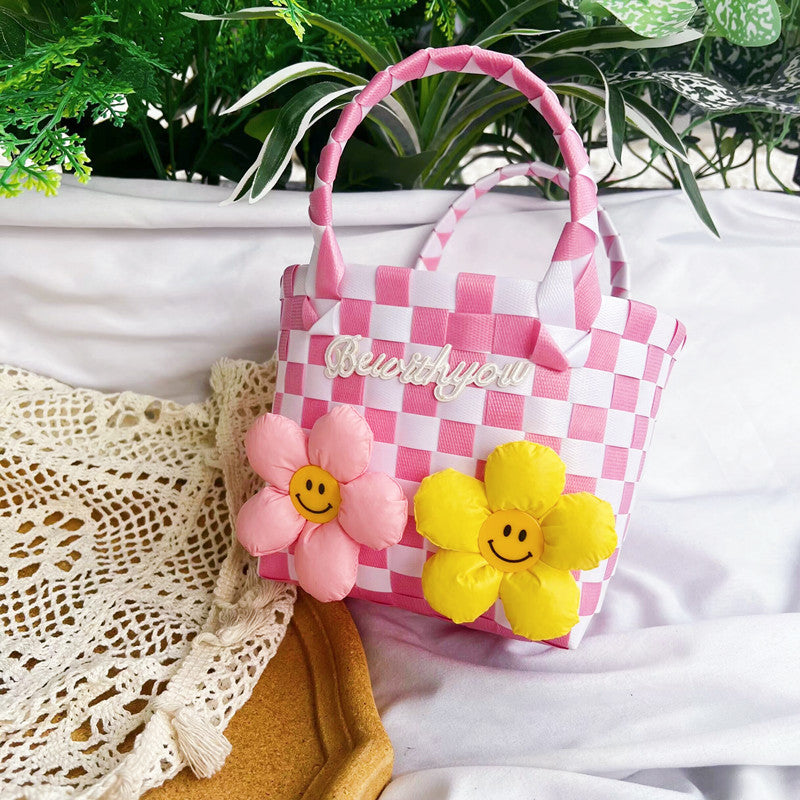 Kids Carrot Vegetable Basket Weaving Bag For Vacation