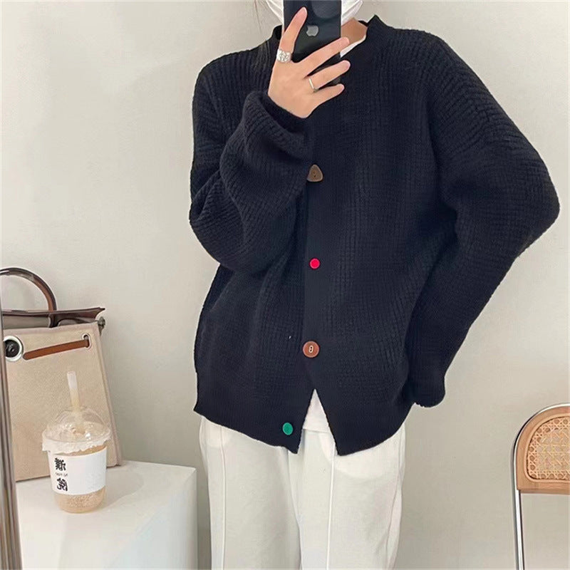 Women's Lazy And Gentle Color Button Sweater Coat