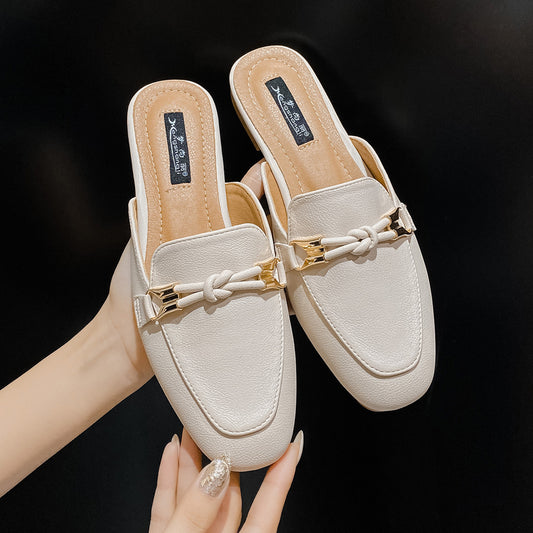 Closed Toe Women's Outer Wear Fashion Slippers Half Slippers