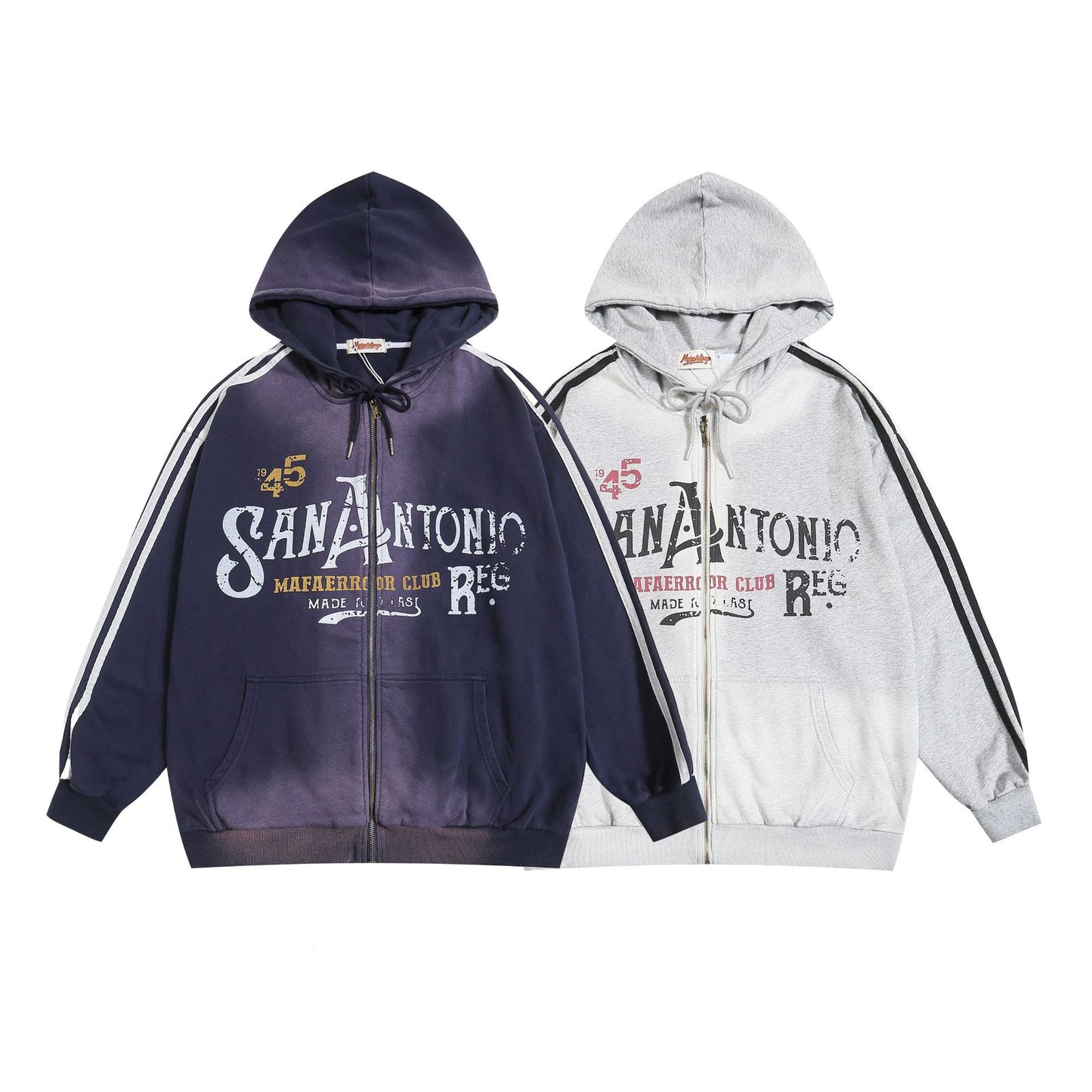 Retro Three-bar Contrast Color Raglan Hooded Sweater For Men