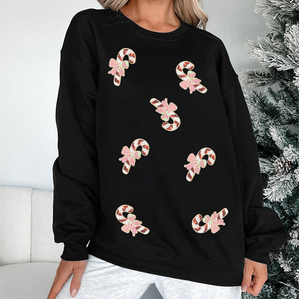 Kvinder Juleslik Pailletter Løstsiddende Afslappet Sweatshirt