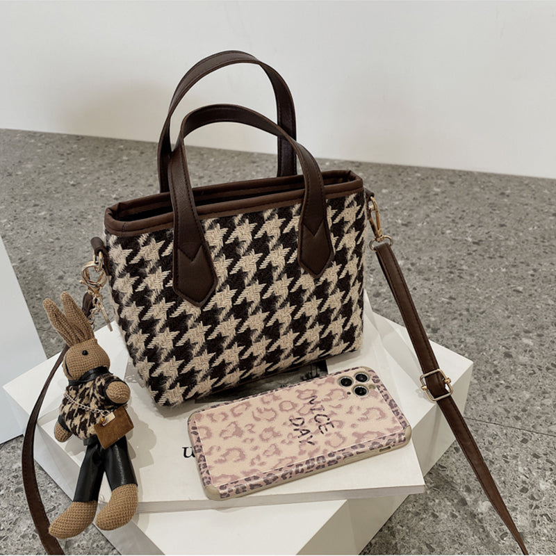 Mode Houndstooth Skuldertasker Bærbare Skakternede Håndtasker All-match Messenger Taske Dame Totes
