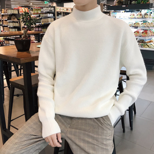 Efterår Og Vinter Crewneck Sweater Til Mænd Løs Plus Fløjl