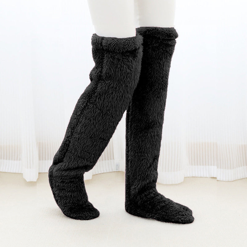 Insulated Thigh-high Socks With Knee Warmers For Extra-thick Knee Joint Protection