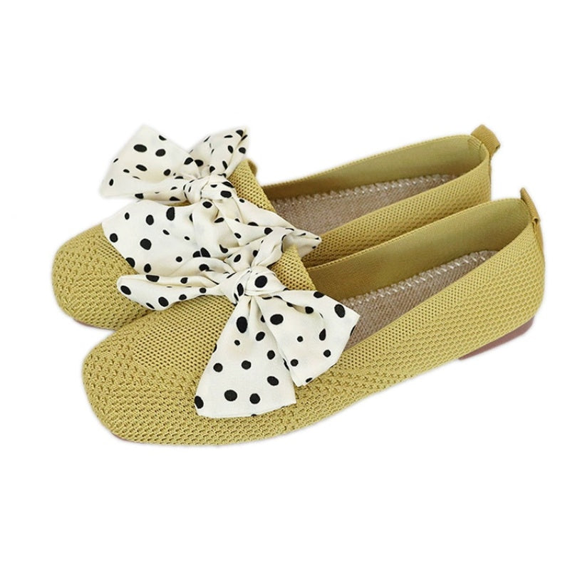 Knitted Shoes Women's Spring And Summer New Soft Bottom Bowknot Fairy Style