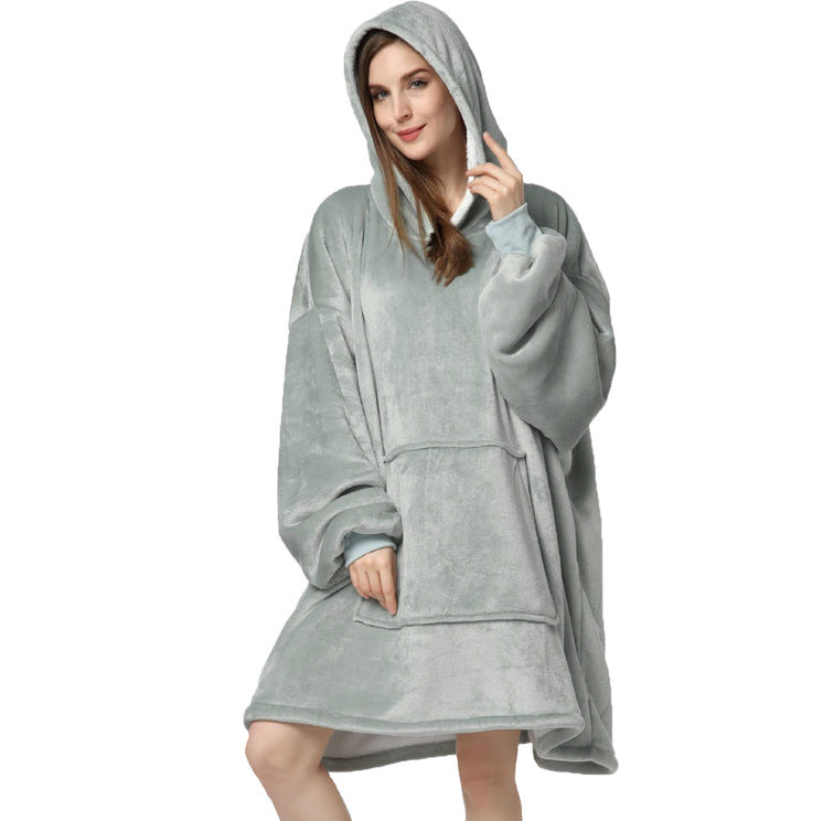 750g Home Fleece Hooded Nightgown Sweater