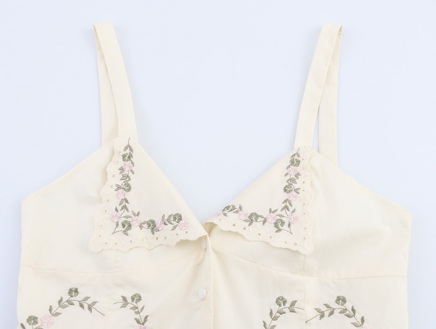 Summer European And American Style Simple Embroidered Poplin Sling Top