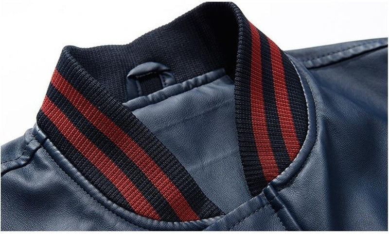 Herre Plus Fleece Cropped Læderjakke Baseballuniform