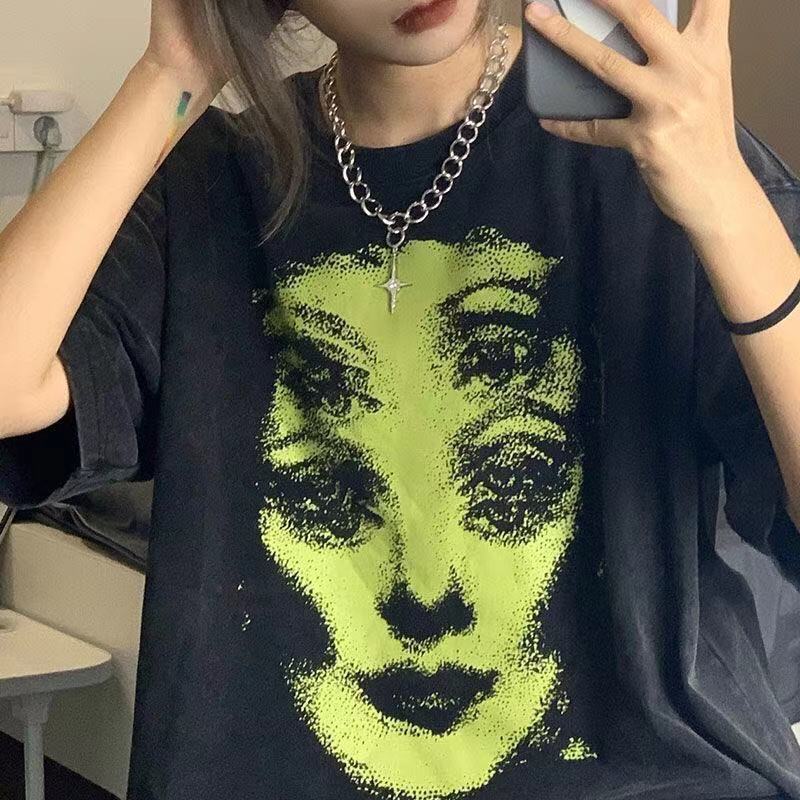 Black Short Sleeve T-shirt Girl's Cotton Top