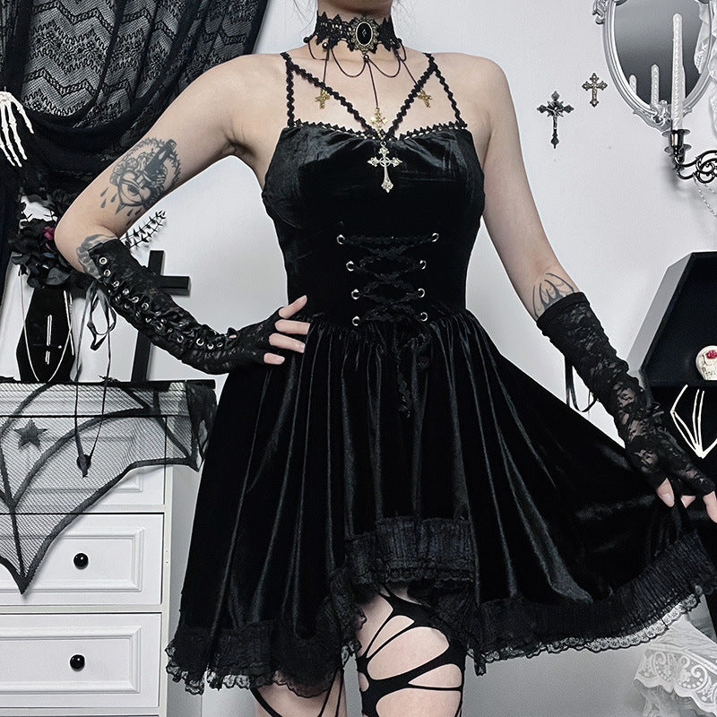 Lace Strap Mini Skirt With A Tie-Waist Design For Women