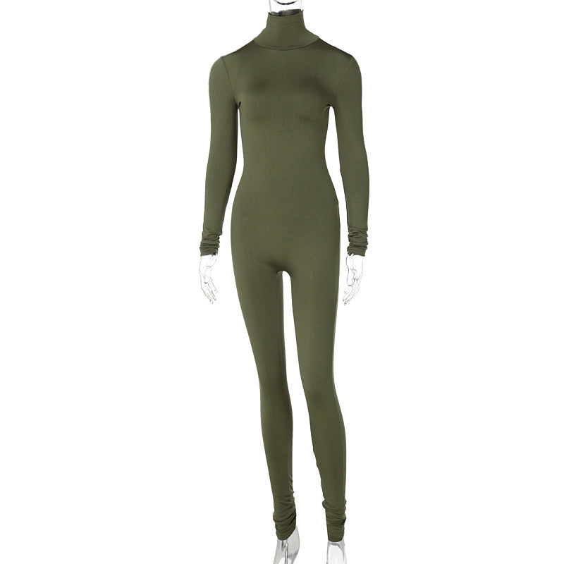 Ensfarvet Skinny Sports Fitness Jumpsuit