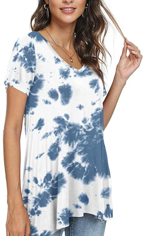 Women's Summer Casual V-Neck Loose Short Sleeve Top T-Shirt