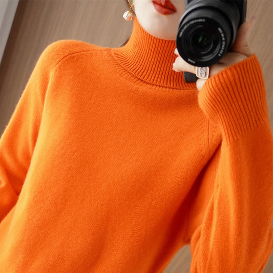 Women's Fashion High Collar Knitted Sweater