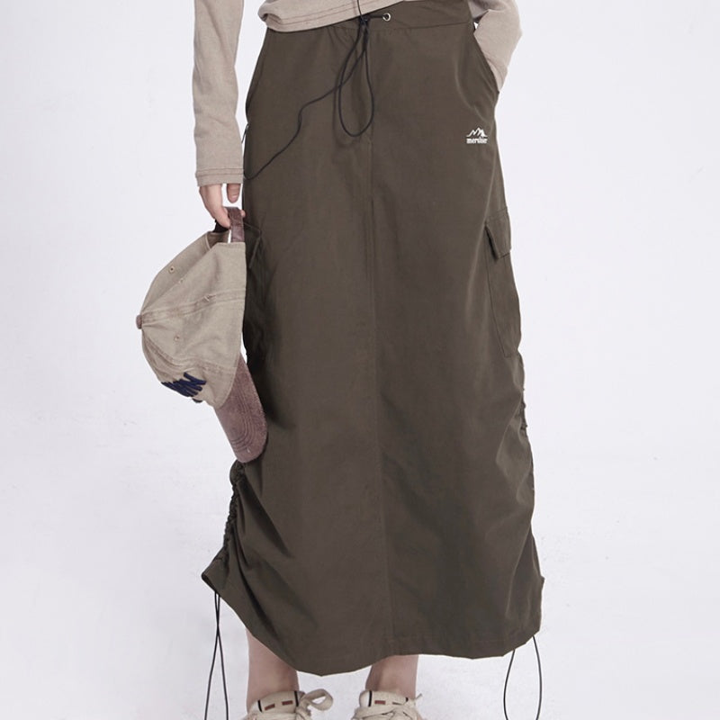 Workwear Mid-length Skirt Women's Autumn And Winter Drawstring