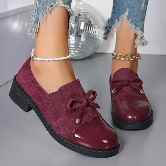 Women's Bowknot Chunky Heel One Pedal Loafer