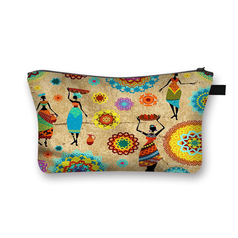 Ny Geometrisk Print Polyester Kosmetiktaske Stor Kapacitet Clutch Taske Dame Mode Rejse Opbevaringstaske