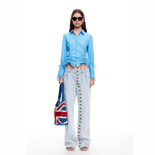 European And American Style Multi-button Women's Jeans
