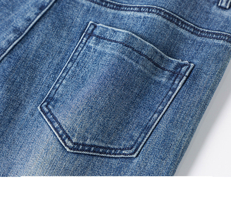 Embroidered Loose Jeans Soft Mop