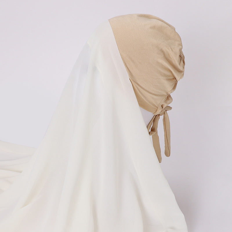 Pearl Chiffon With Elastic Bottoming Hood Scarf