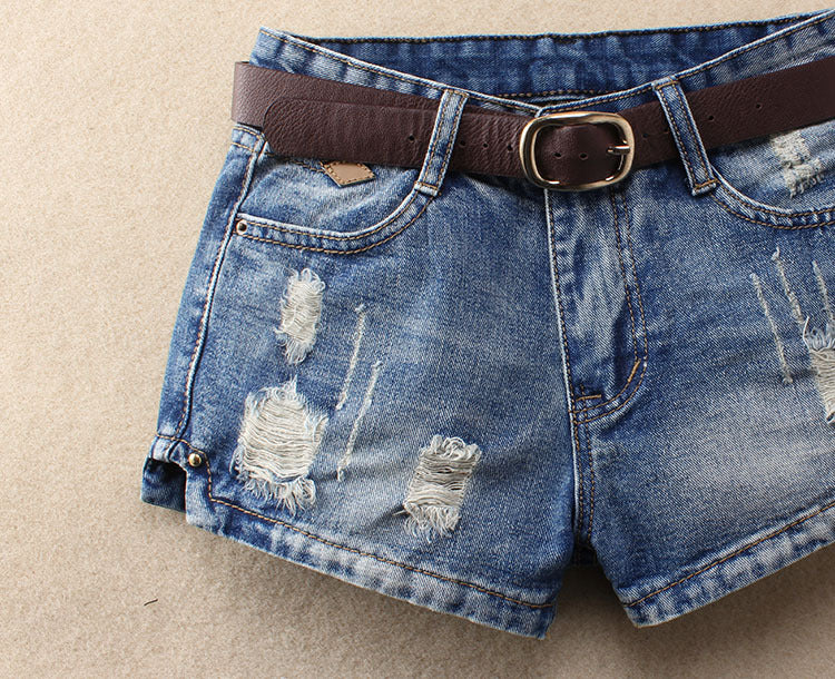 Denim Shorts Women's Korean-style Loose Mid Waist Large Size Slimming Summer Korean Ripped Jeans Hot Pants