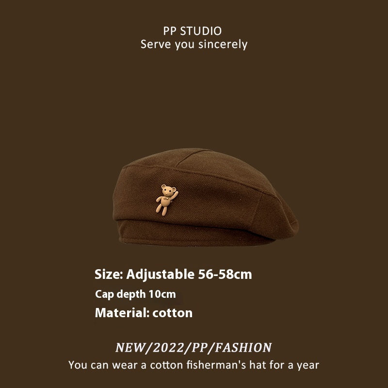 Brun hat kvinde britisk retro forår og efterår ottekantet baret