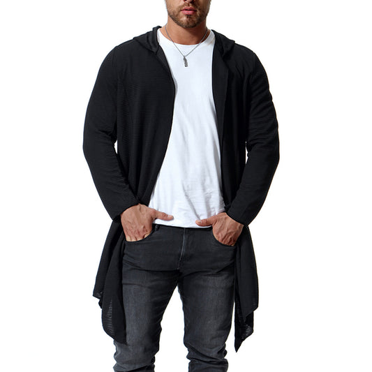 Mid-length Non-buckle Windbreaker Hooded Cloak Europe And America