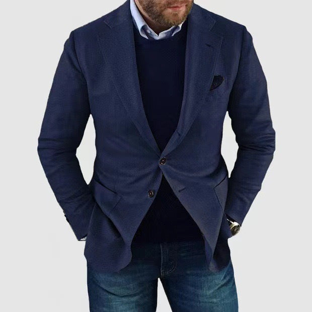 Printed Double Buckle Men's Plus Size Suit Coat