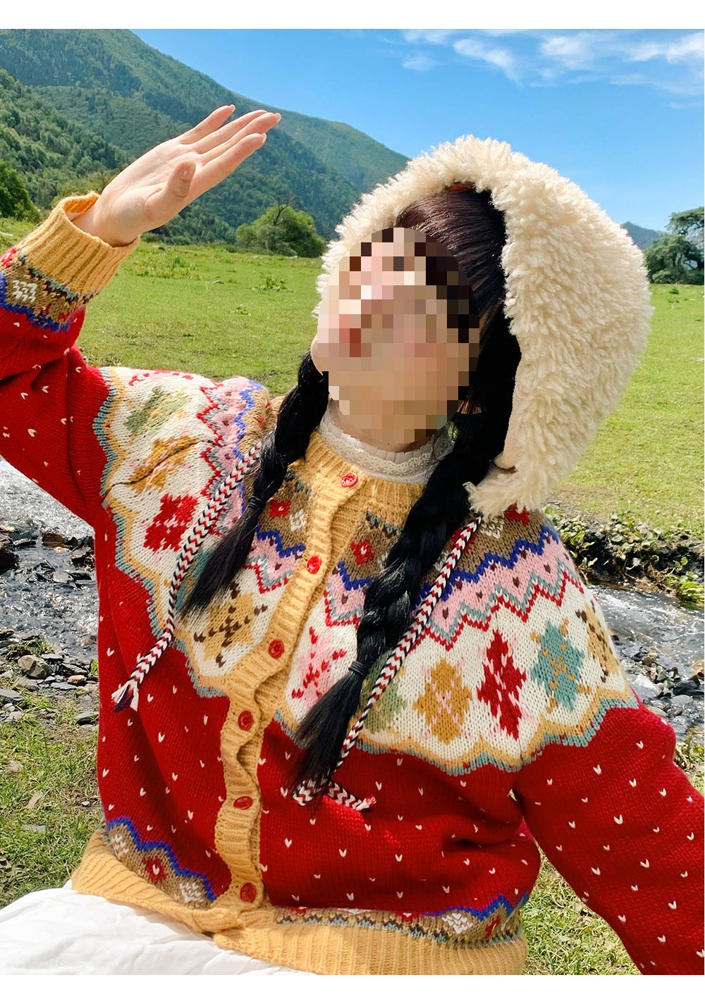 Vintage-style Christmas Sweater Cardigan