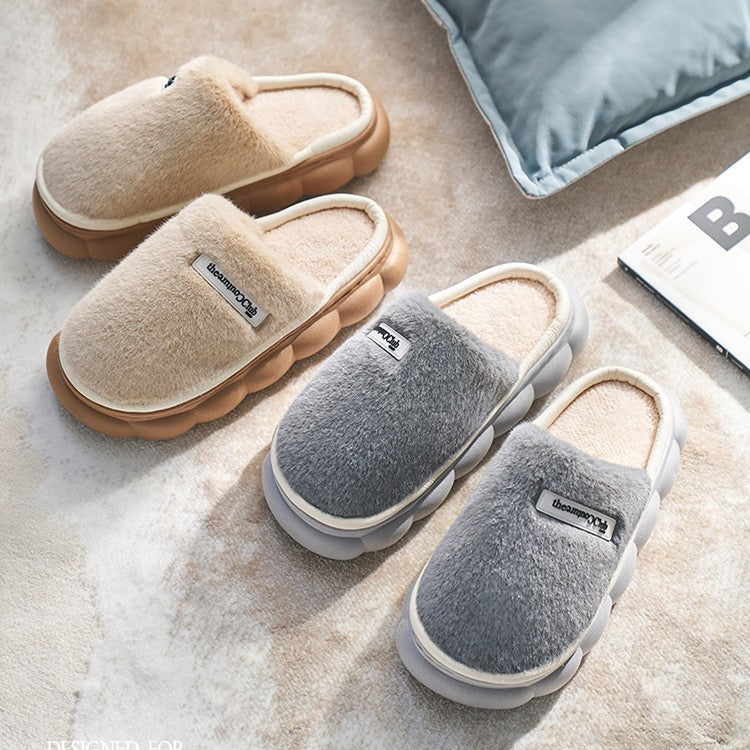 Fleece-lined Platform Velvet Winter Non-slip Slippers