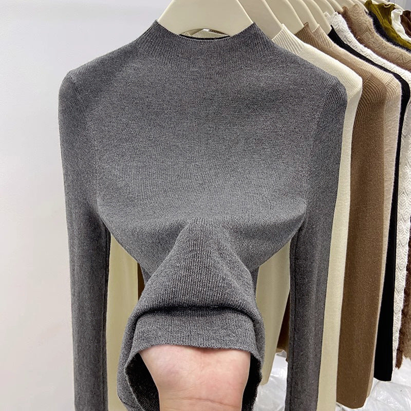Womens Retro Half-Neck Slimming Knitted Top