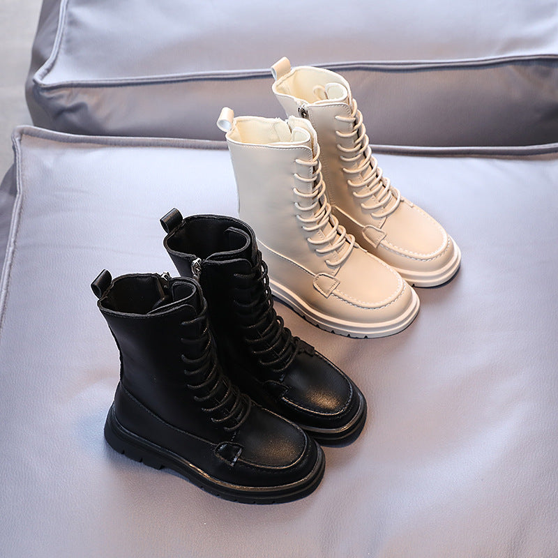 Single Boots All-match British Style Mid-tube Short Boots Medium And Large Children's Boots Children