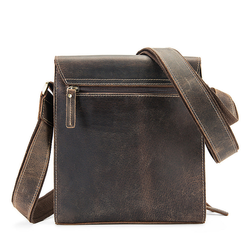Crazy Horse Leather Men's One Shoulder Diagonal Cross Retro Diagonal Cross Bag