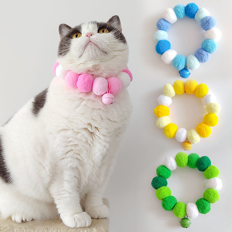 Pet Fur Ball Collar Cat Ornament Bell