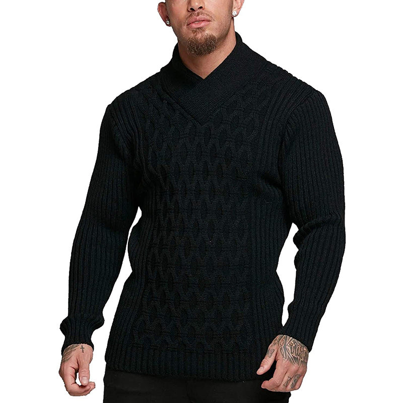 Sweater Men's Solid Color Long-sleeved Sweater Code