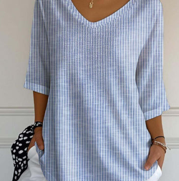 New 3D Printed Women's European And American Fashion Floral V-neck Shirt Top