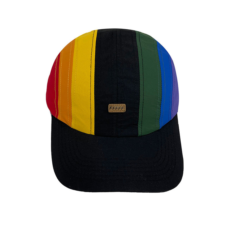 Korean Ins Rainbow Color-blocking Peaked Cap Sun-proof Quick-drying