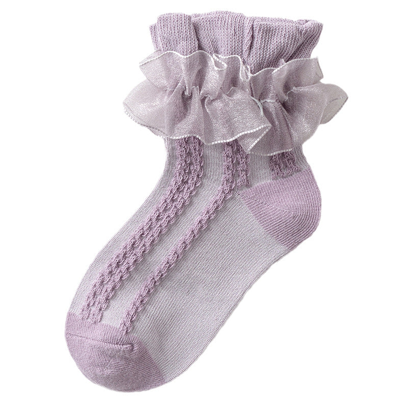 Girls' Double Layer Lace Socks Spring Autumn Winter