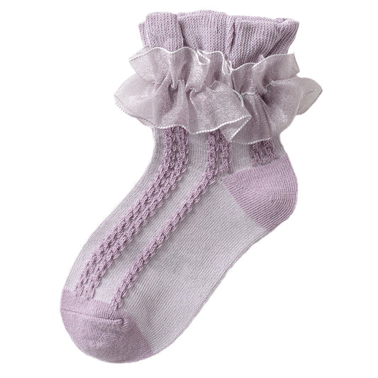 Girls' Double Layer Lace Socks Spring Autumn Winter