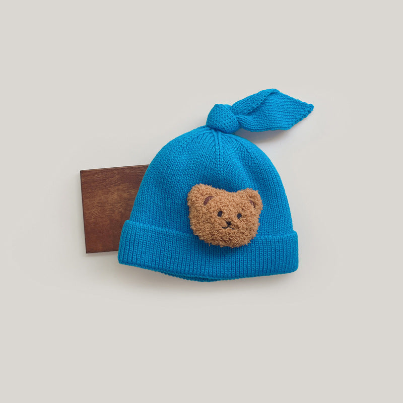 Cute Bear Plus Down Anti-cold Knitted Hat