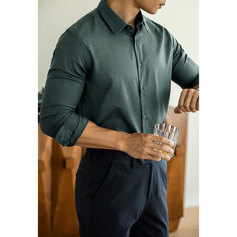 Old Money Style Modal Wool Shirt For Men