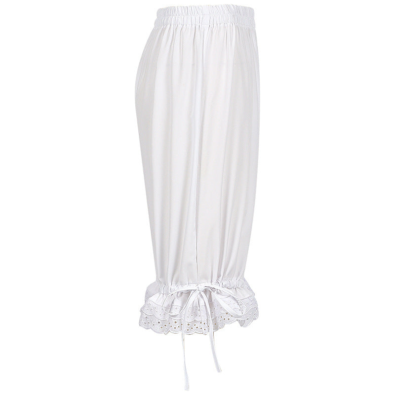 European And American Solid Color Lace Loose Women's Pants Bloomers Lace Shorts Large Size