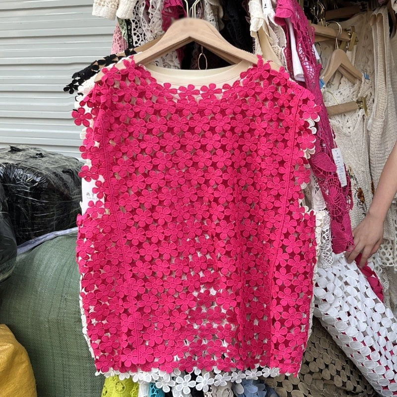 Vest Western Style Top Small Hollow Crocheted Lace Vest