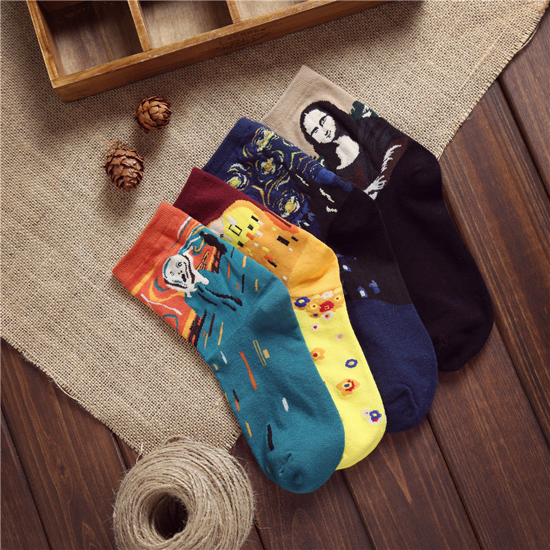 Retro Series Men's Medium Tube Literary Socks