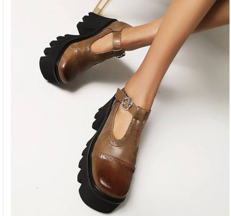Round Toe Buckle Thick-soled Casual Foreign Trade Women's Shoes