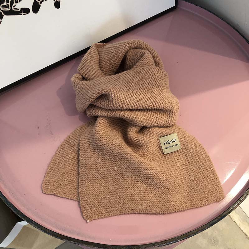 Pure Color Soft Knitted Women's All-match Warm Scarf