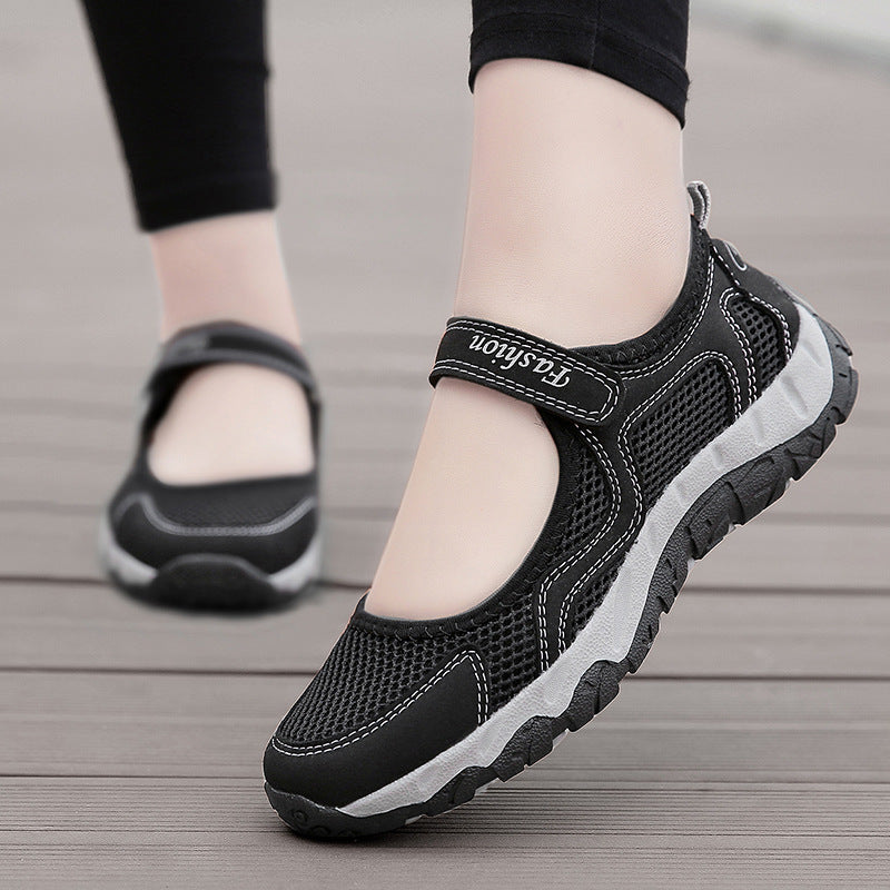 Summer Walking Women's Breathable Middle-aged Shoes Soft Bottom Non-slip